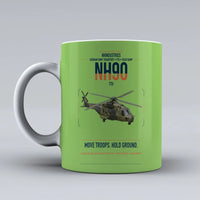 Thumbnail for NHIndustries NH90 TTH design on light green ceramic mug, double-side print