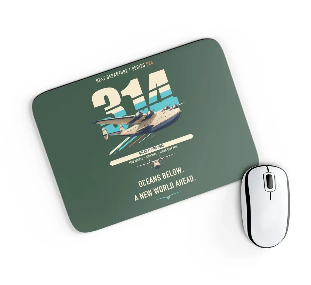 Boeing 314 Clipper design on dark green rectangle mouse pad