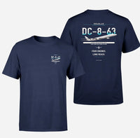 Thumbnail for Douglas DC-8-63 design on navy blue double-side t-shirt, double-side print