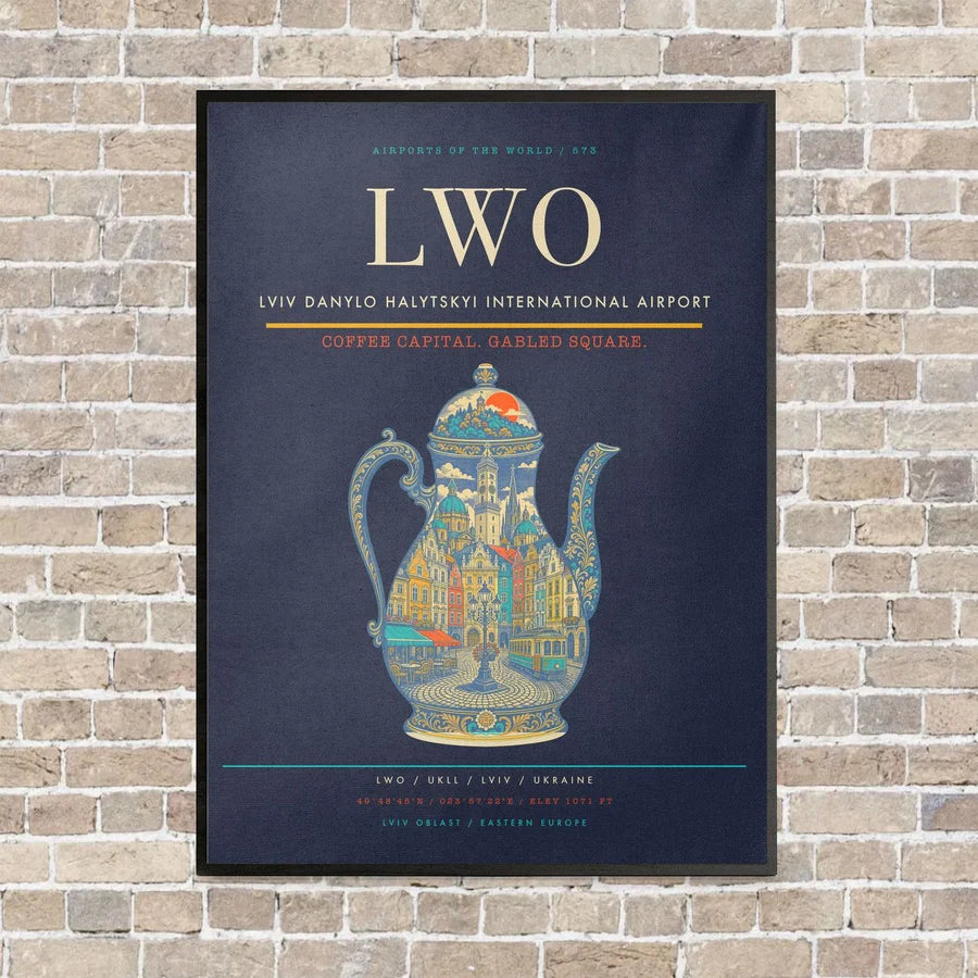 Lviv Danylo Halytskyi International Airport LWO - Canvas Framed - Navy Blue