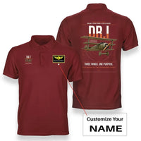 Thumbnail for Fokker Dr.I design on red+name double-side polo t-shirt, double-side print