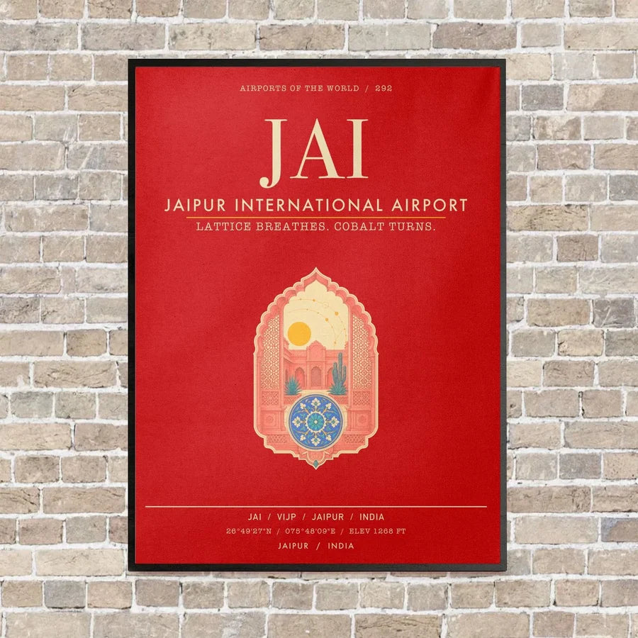 Jaipur International Airport JAI - Canvas Framed - Red