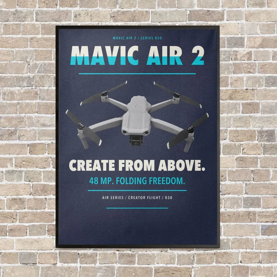 DJI Mavic Air 2 vertical canvas print - framed - navy blue background