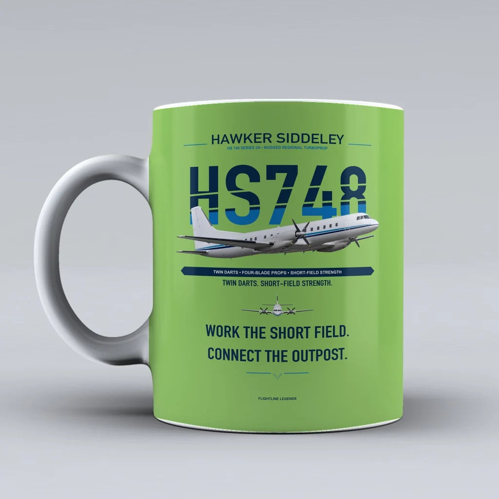 Siddeley HS 748 Series 2A Mug design on light green hawker