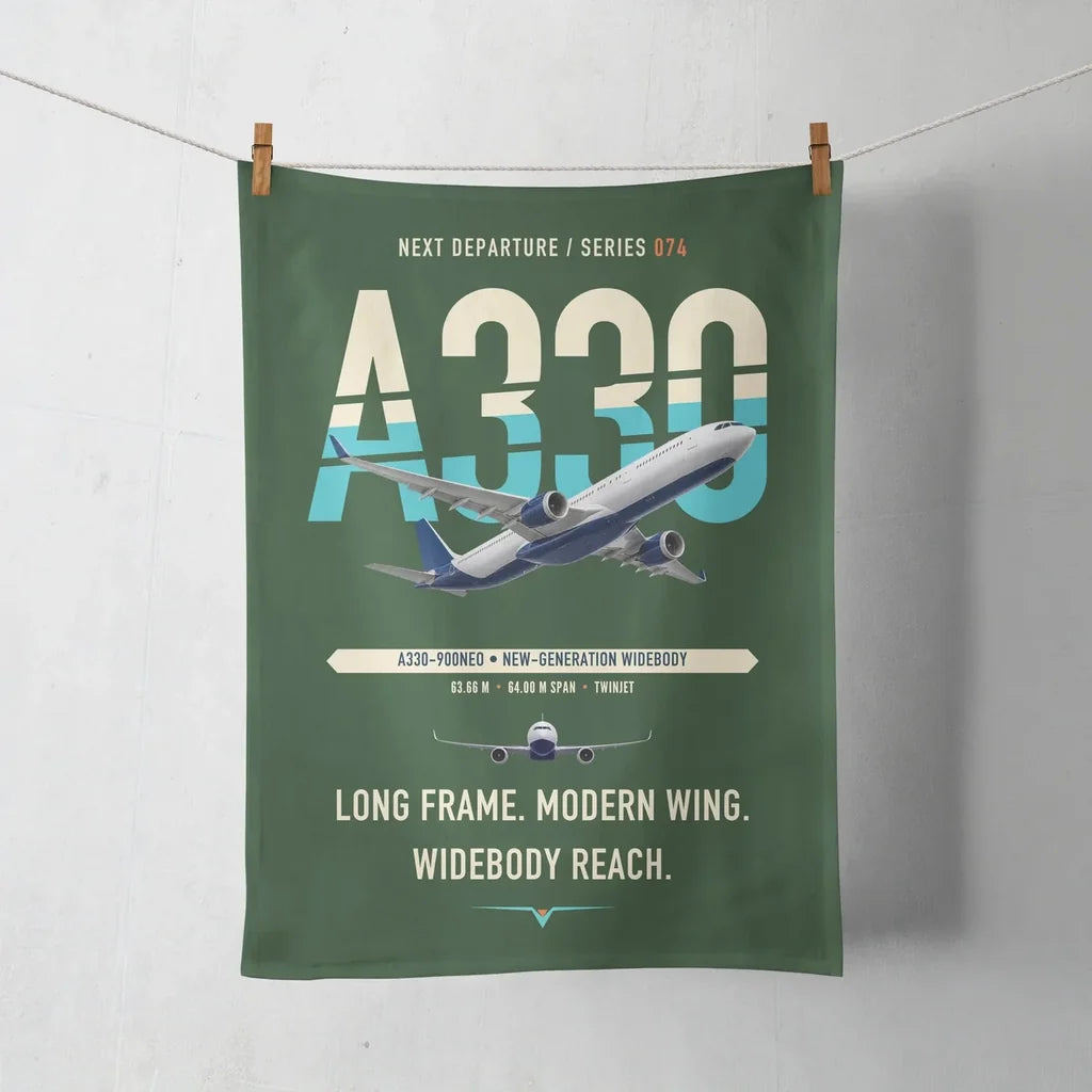 Airbus A330-900neo design on dark green towel