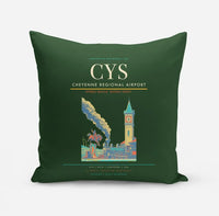 Thumbnail for Cheyenne Regional Airport (CYS) design on dark green pillow