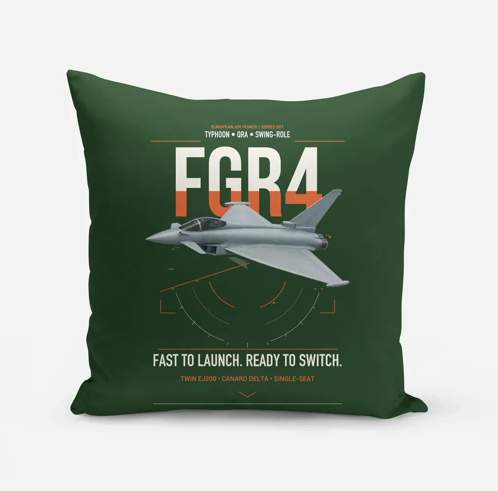 Eurofighter Typhoon FGR4 design on dark green pillow