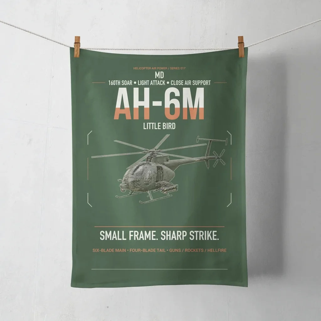 MD AH-6M Little Bird design on dark green towel