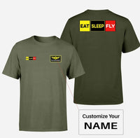 Thumbnail for Eat Sleep Fly (Colourful) Designed Double-Side T-Shirts - view 13