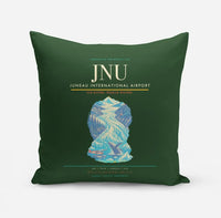 Thumbnail for Juneau International Airport (JNU) design on dark green pillow
