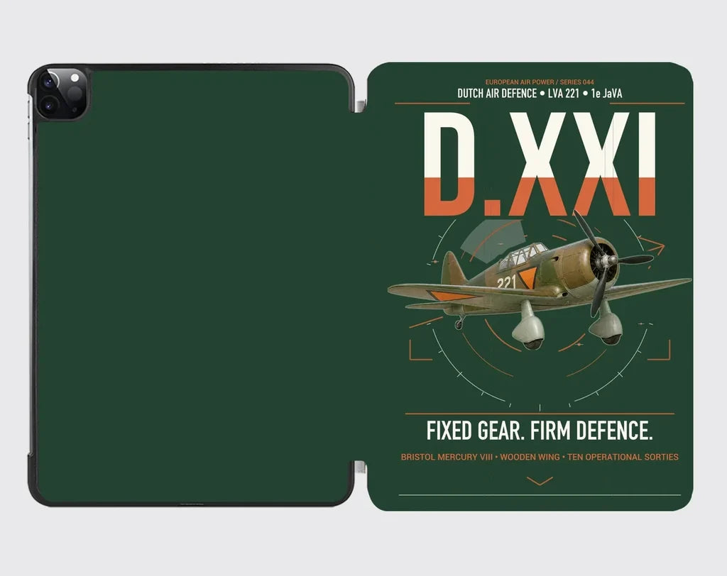 Fokker D.XXI — Dutch LVA aircraft 221 design on dark green ipad tablet case