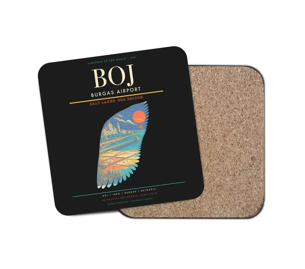 Burgas Airport BOJ Coaster 1-Piece - Black
