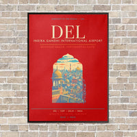Thumbnail for Indira Gandhi International Airport Delhi DEL - Canvas Framed - Red