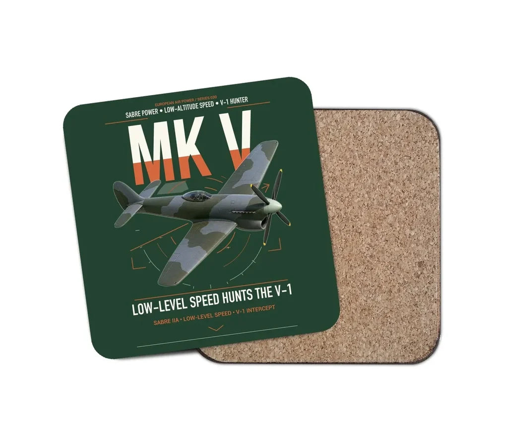 Hawker Tempest Mk V design on dark green 1 piece coaster