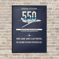 Thumbnail for Cessna Citation 550 - Citation II vertical canvas print - framed - navy blue background