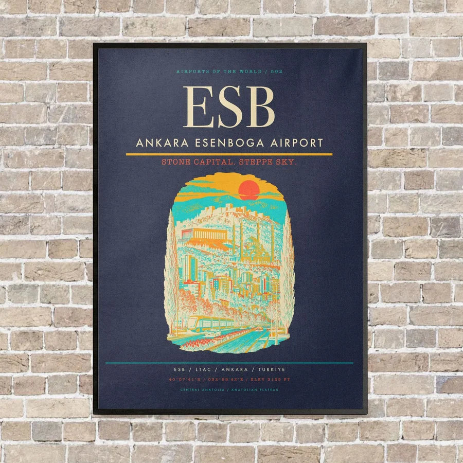 Ankara Esenboga Airport ESB - Canvas Framed - Navy Blue