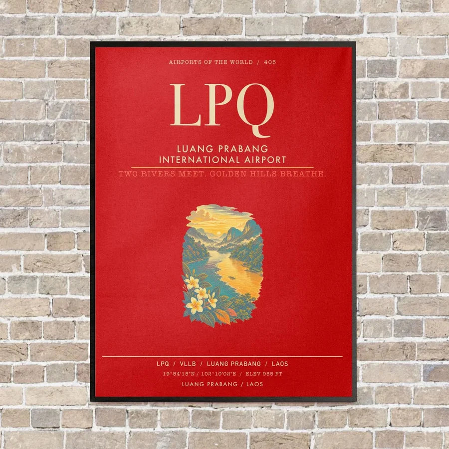 Luang Prabang International Airport LPQ - Canvas Framed - Red