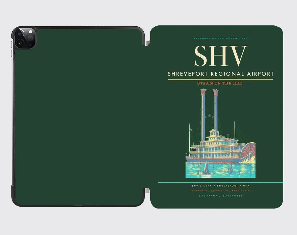 Shreveport Regional Airport (SHV) design on dark green ipad tablet case