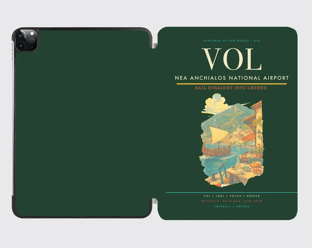 Nea Anchialos National Airport (VOL) design on dark green ipad tablet case