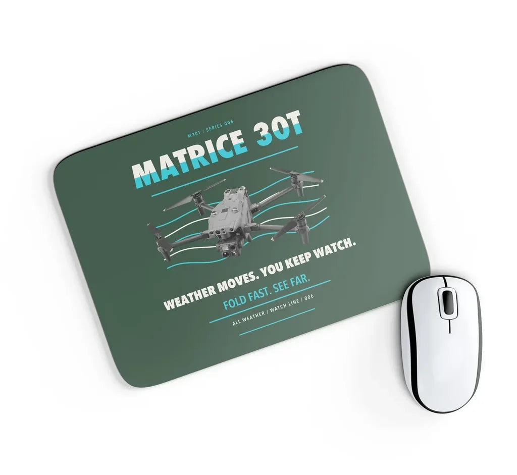 DJI Matrice 30T design on dark green rectangle mouse pad