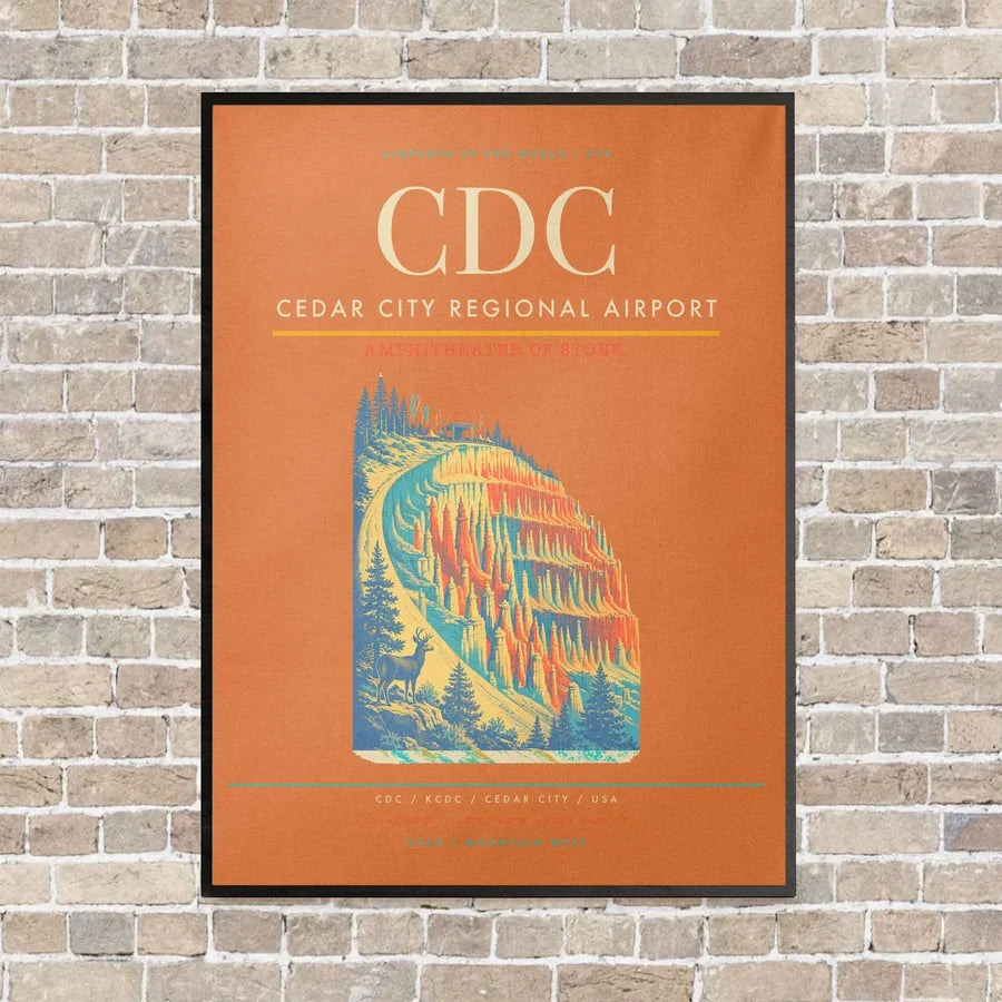 Cedar City Regional Airport CDC - Canvas Framed - Orange