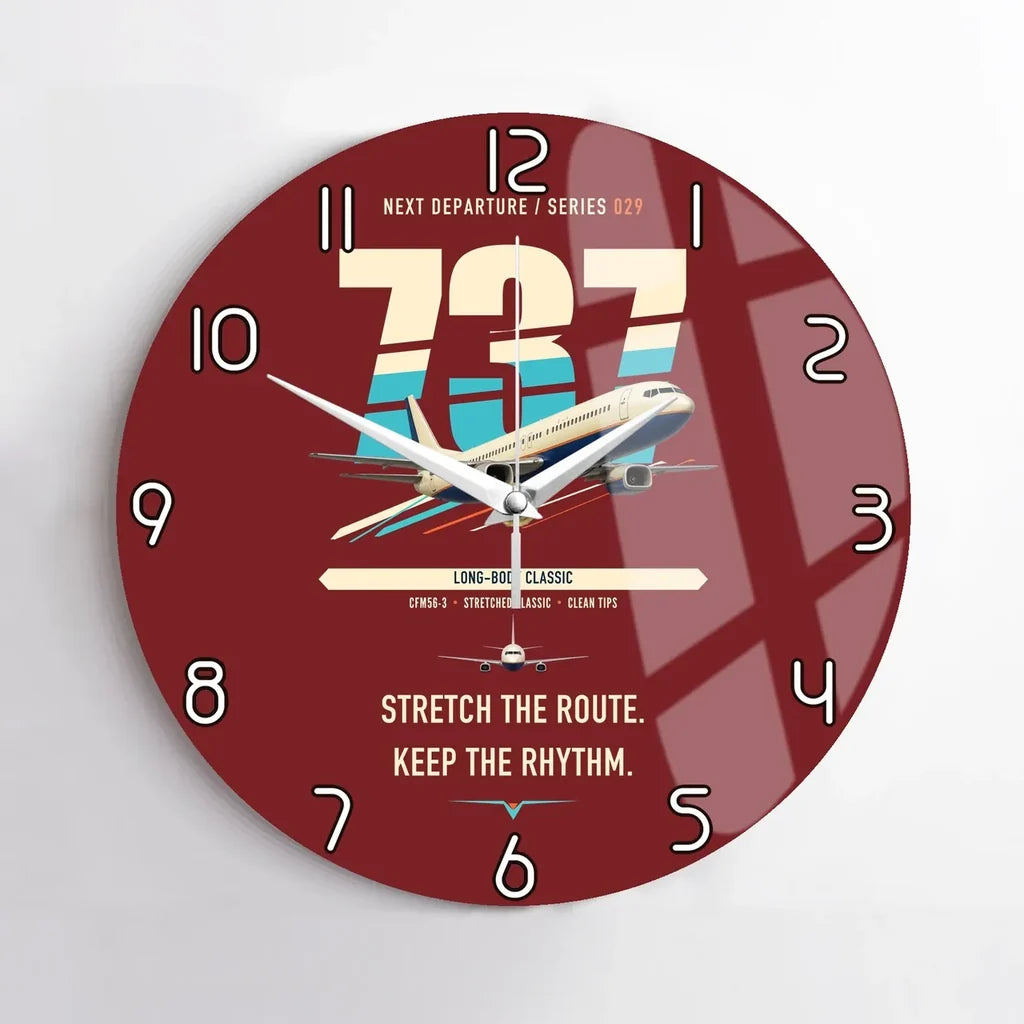Boeing 737-400 Classic design on dark red no frame wall clock