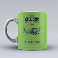Thumbnail for Sikorsky MH-60S Seahawk design on light green ceramic mug, double-side print