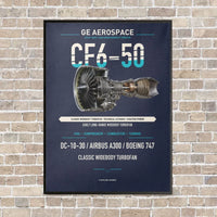 Thumbnail for CF6-50 vertical canvas print - framed - navy blue background