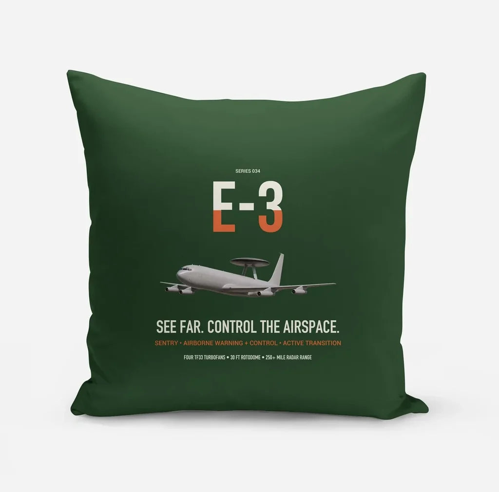 E-3 Sentry AWACS design on dark green pillow