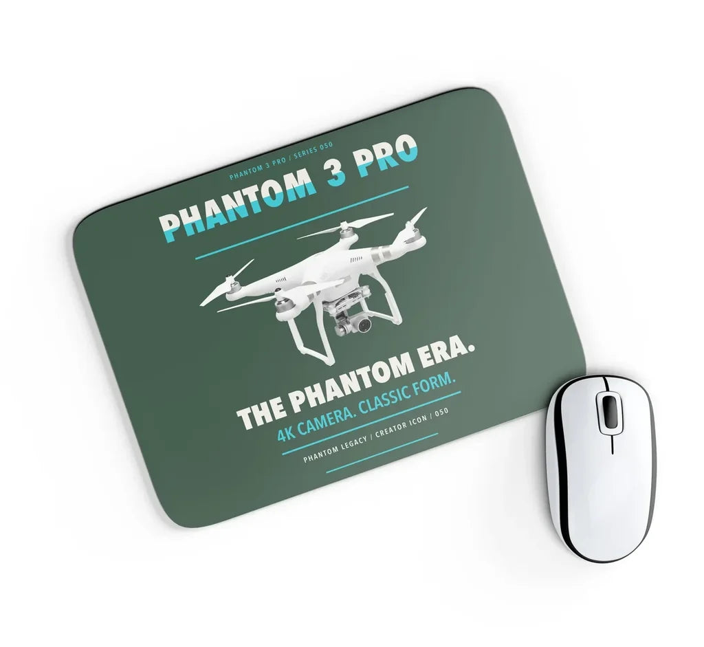 DJI Phantom 3 Professional design on dark green rectangle mouse pad
