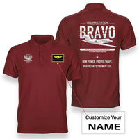 Thumbnail for Cessna Citation Bravo design on red+name double-side polo t-shirt, double-side print