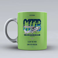 Thumbnail for Cessna 177B Cardinal design on light green ceramic mug, double-side print