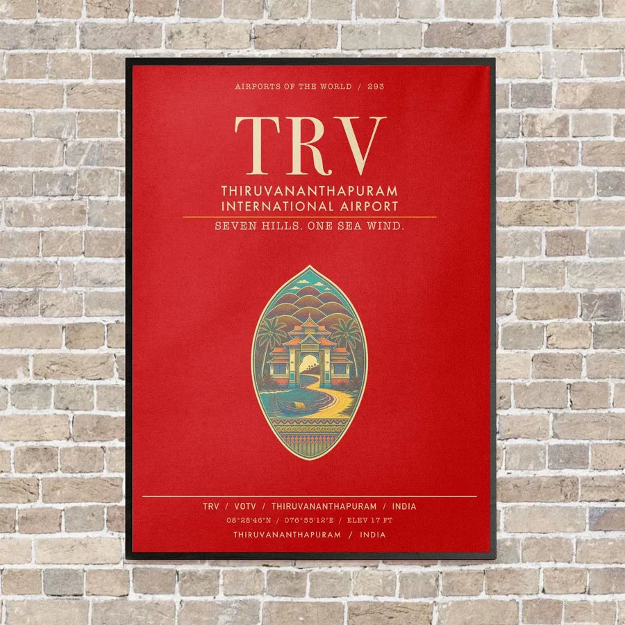 Thiruvananthapuram International Airport TRV - Canvas Framed - Red