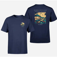 Thumbnail for VINTAGE G4309 - The Midway Refuel Island - Double-Side T-Shirt design on navyblue double side t shirt