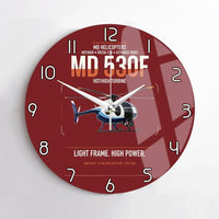 Thumbnail for MD Helicopters MD 530F design on dark red no frame wall clock