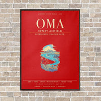 Thumbnail for Omaha Eppley Airfield OMA - Canvas Framed - Red