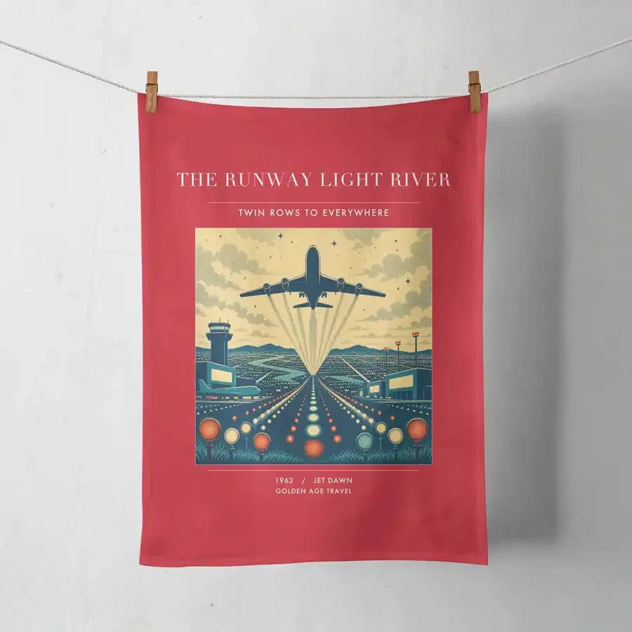 VINTAGE G4303 - The Runway Light River - Designed Towels design on red