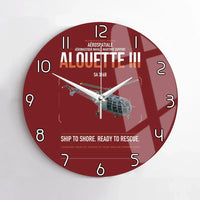 Thumbnail for Aérospatiale SA 316B Alouette III design on dark red no frame wall clock