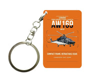 Thumbnail for Leonardo AW169 design on orange designed key chain, double-side print
