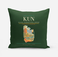 Thumbnail for Kaunas International Airport (KUN) design on dark green pillow