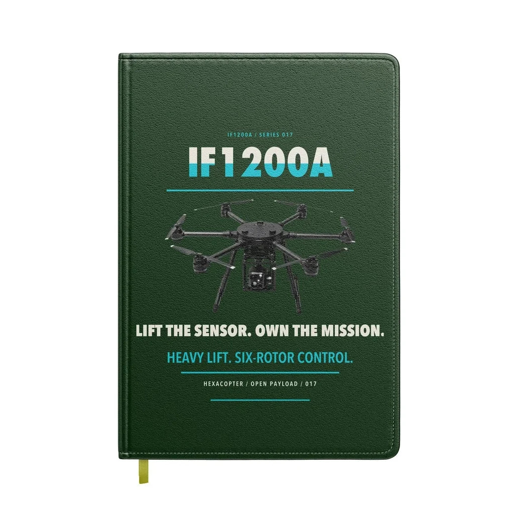Inspired Flight IF1200A design on dark green notebook