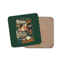 Thumbnail for Machines Sleep. Hangars Remember. design on dark green 1 piece coaster