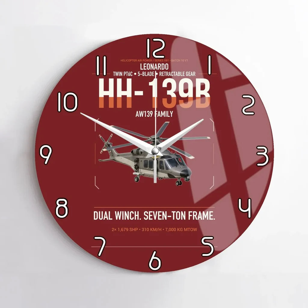 Leonardo HH-139B design on dark red no frame wall clock