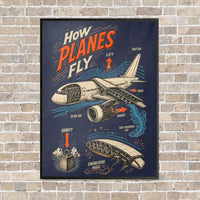 Thumbnail for How Planes Fly V2 vertical canvas print - framed - navy blue background