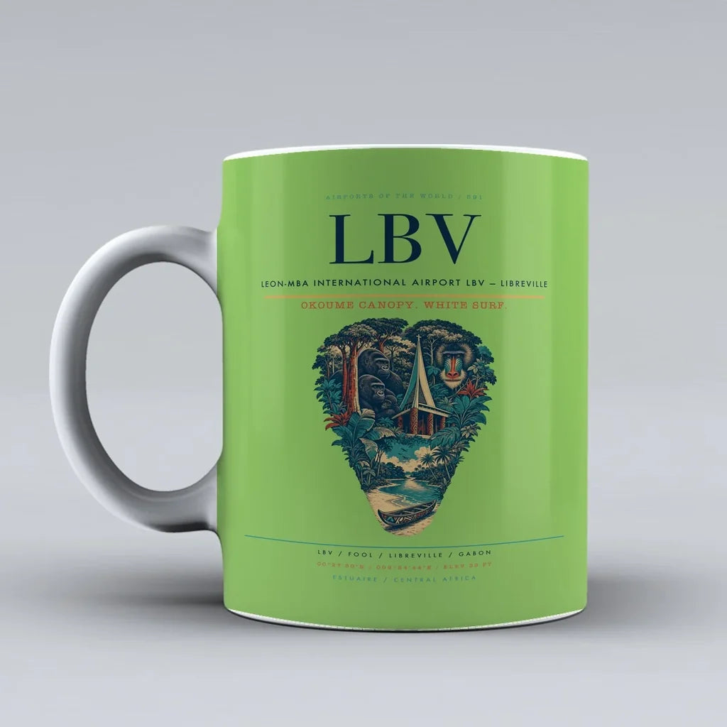 International Airport LBV — Libreville Mug design on light green leon mba