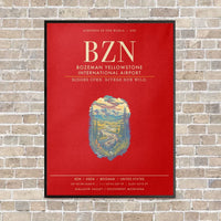 Thumbnail for Bozeman Yellowstone International Airport BZN - Canvas Framed - Red