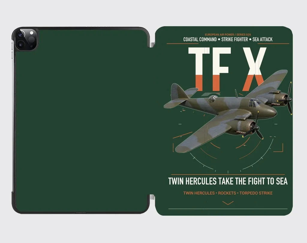 Bristol Beaufighter TF X design on dark green ipad tablet case