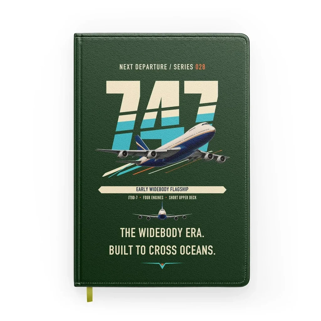 Boeing 747-200B design on dark green notebook