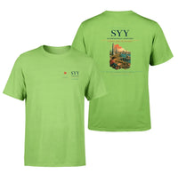 Thumbnail for Stornoway Airport (SYY) design printed on light green double-side t-shirt
