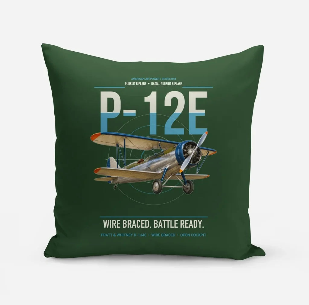 Boeing P-12E design on dark green pillow